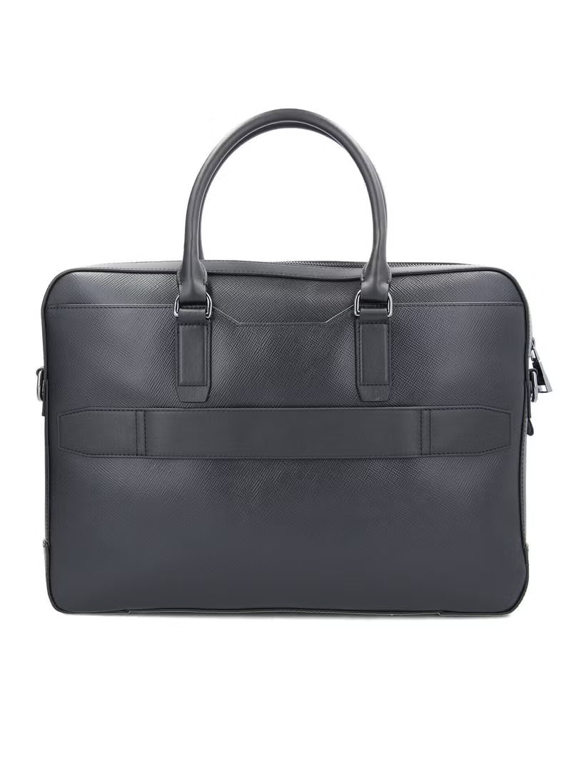 Tommy Hilfiger x Mercedes-Benz Black Leather Laptop Bag #0048