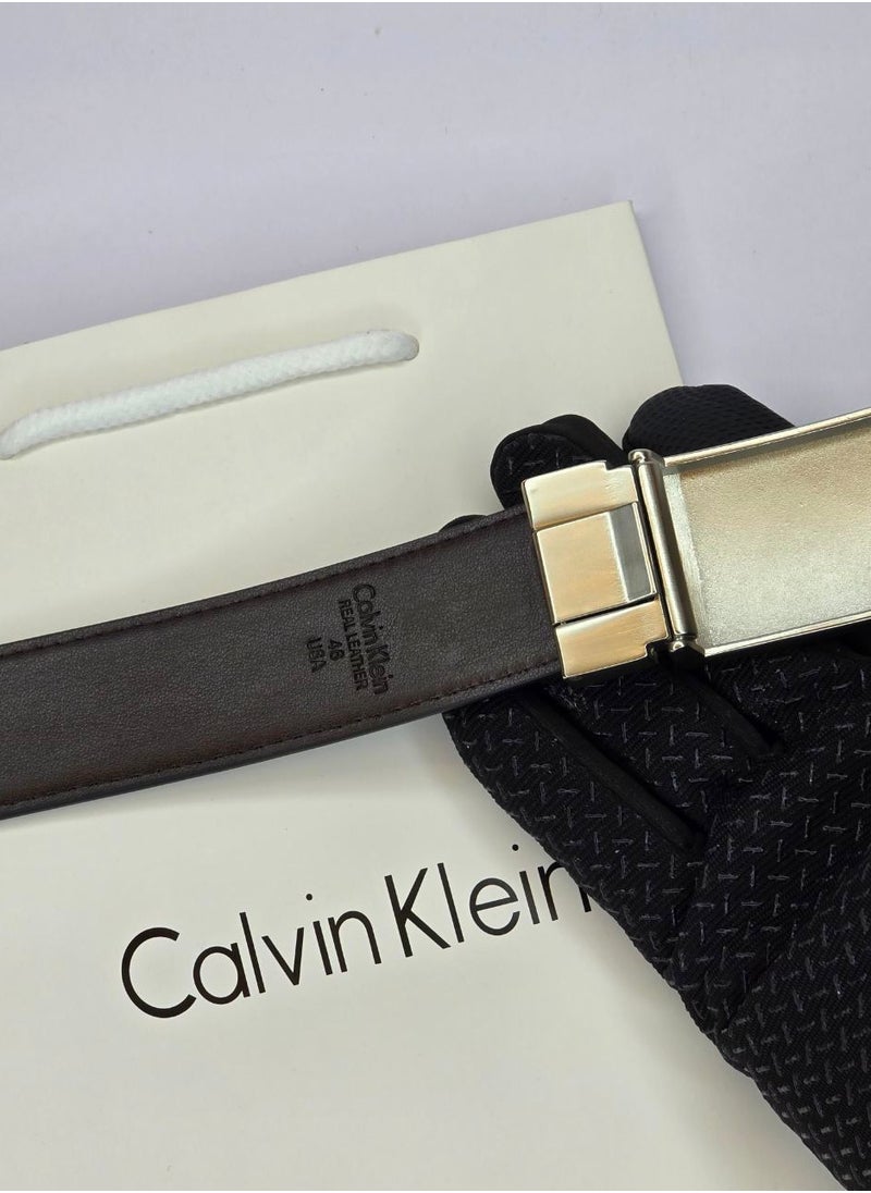 CK Black Leather Wallet-Belt Set For Men #9