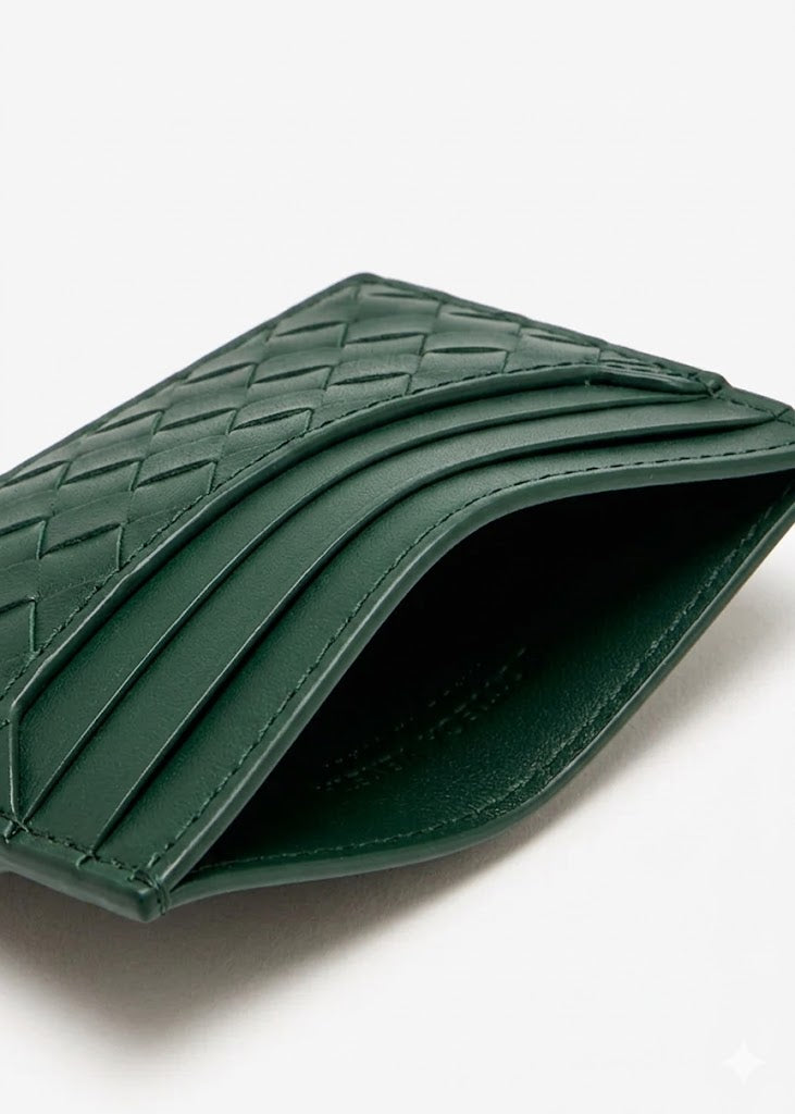 Bottega Veneta Piccolo Intrecciato Card Holder in Calf Leather – Green#3