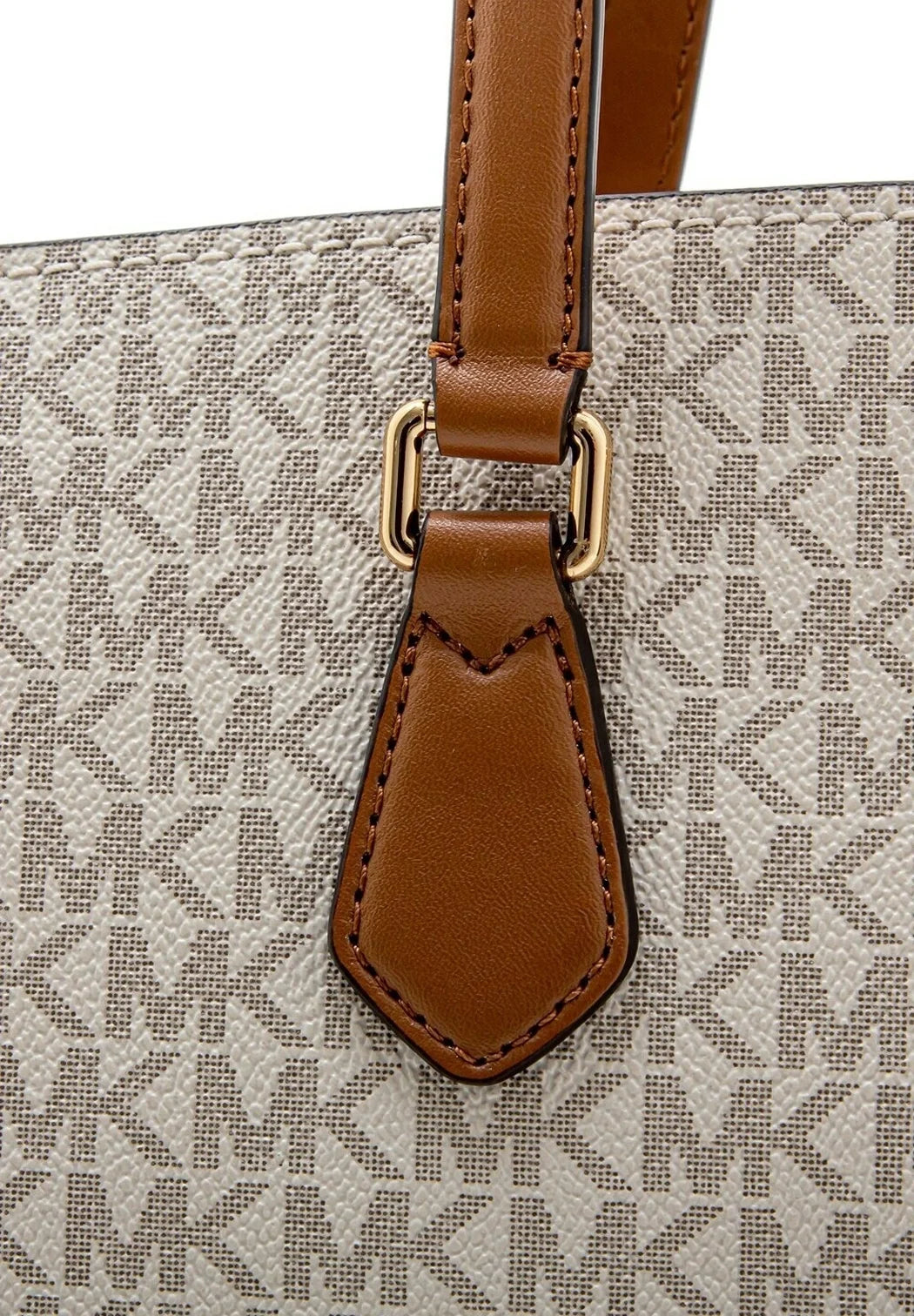 Michael Kors Women's Monogram Signature Medium Tote Shoulder Bag with Lock Charm - Beige #0034