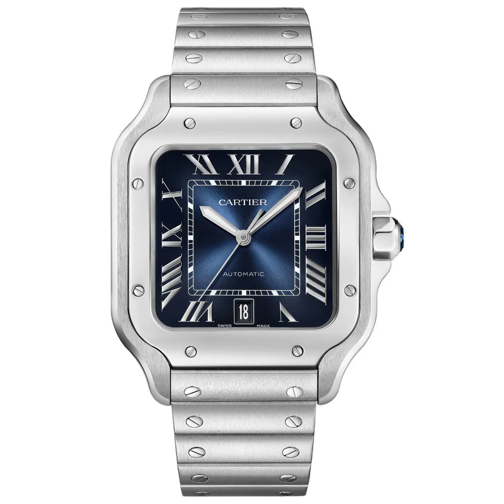 Santos de Cartier LM Watch – Gradient Blue Dial & Stainless Steel Bracelet