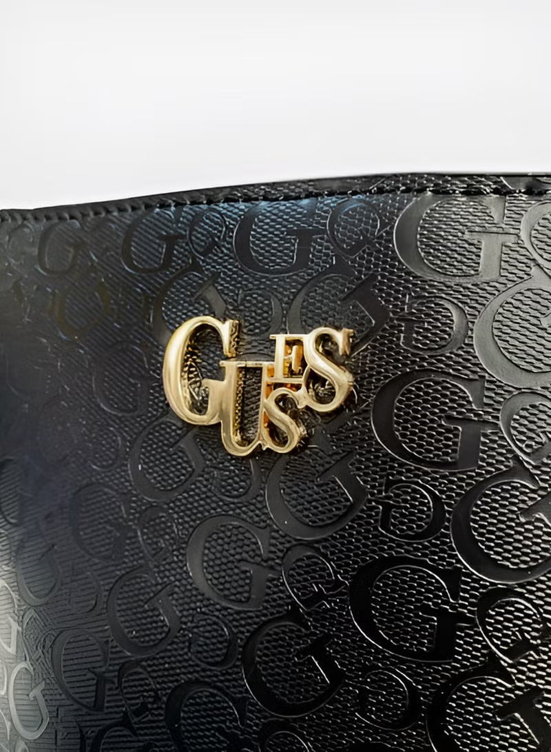 GUESS Black Embossed Bucket Bag For Women #0212