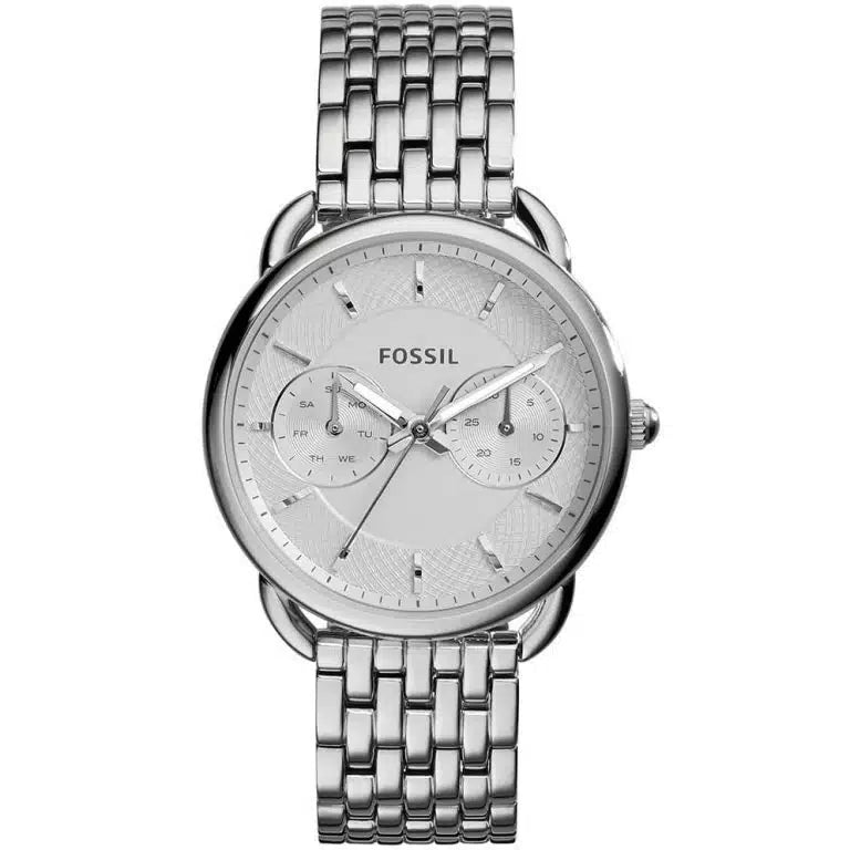Fossil Tailor ES3712 Women’s Watch – Silver Stainless Steel Bracelet & White Dial | 35mm Quartz Elegant Timepiece