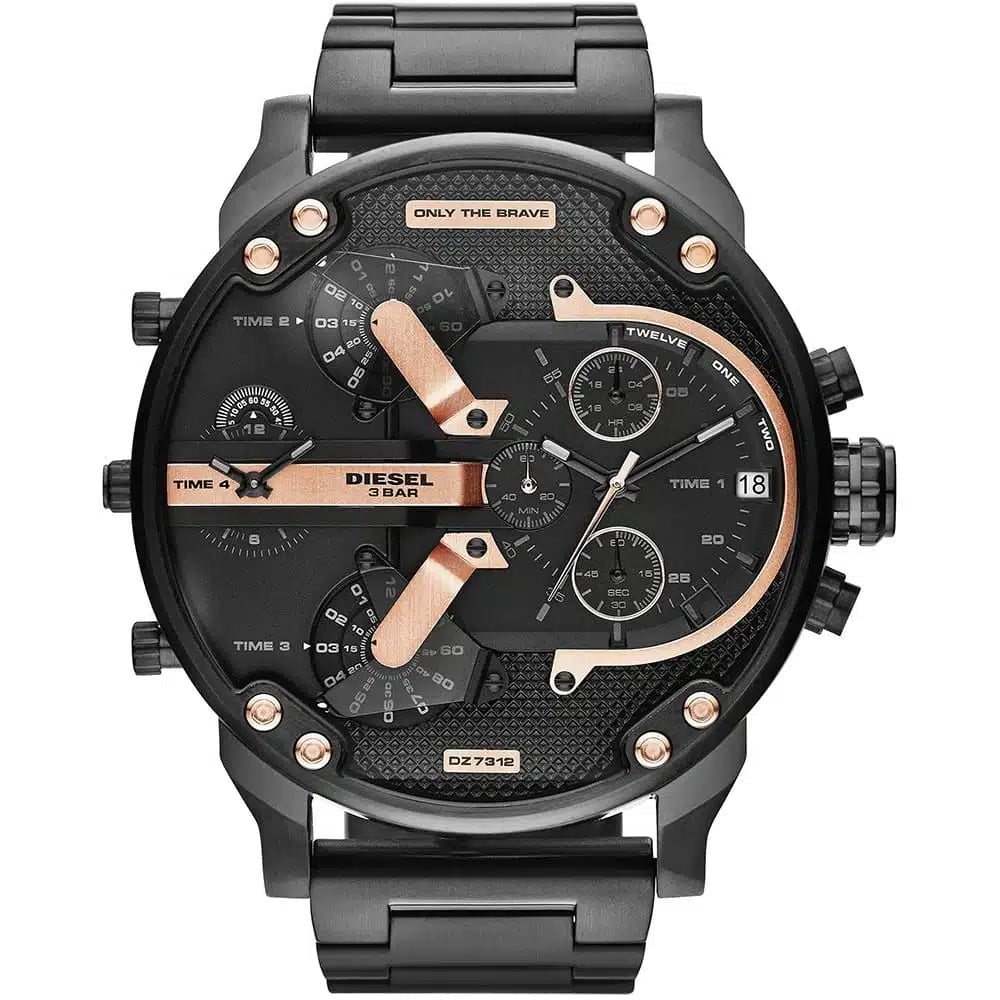 Diesel Mr. Daddy Men’s Watch DZ7312 – Black Dial, Black Stainless Steel Strap, Multifunction Quartz, 57×66mm