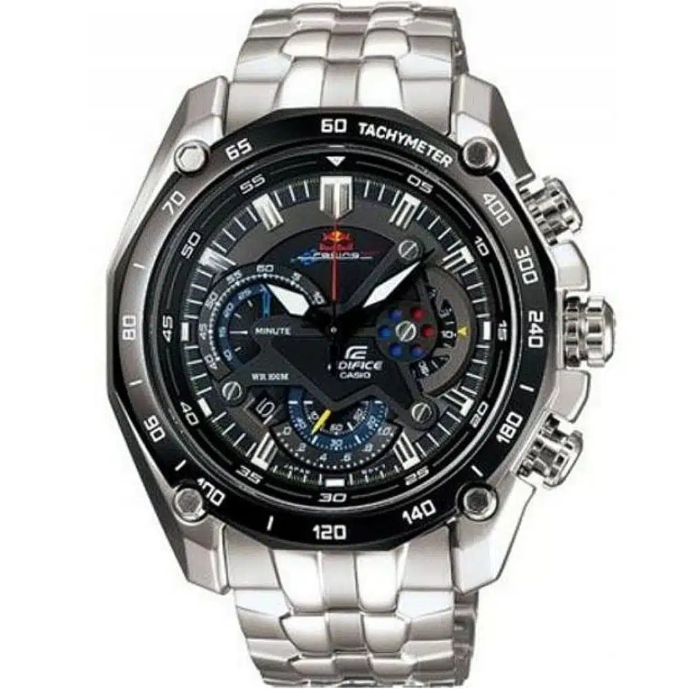 Men’s Chronograph Watch – Casio Edifice EF-550RBSP-1AV, Black Dial with Stainless Steel Silver Strap