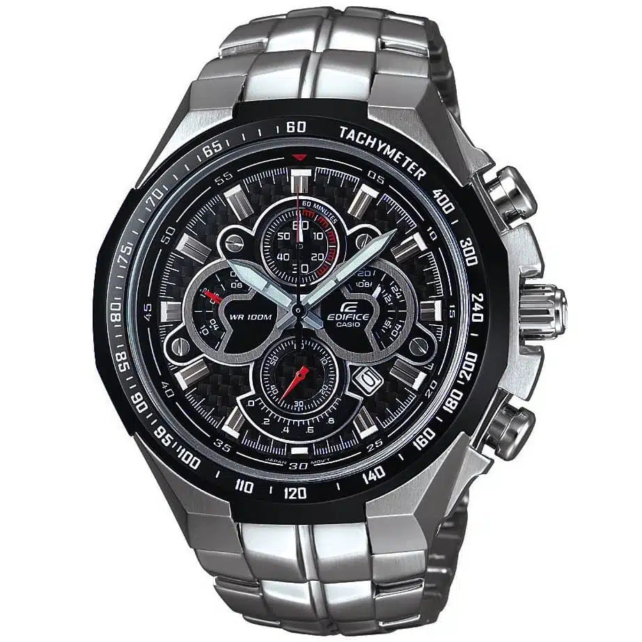 Casio Edifice Chronograph Men’s Watch – Black Dial, Silver Stainless Steel Strap (EF-554SP-1A)