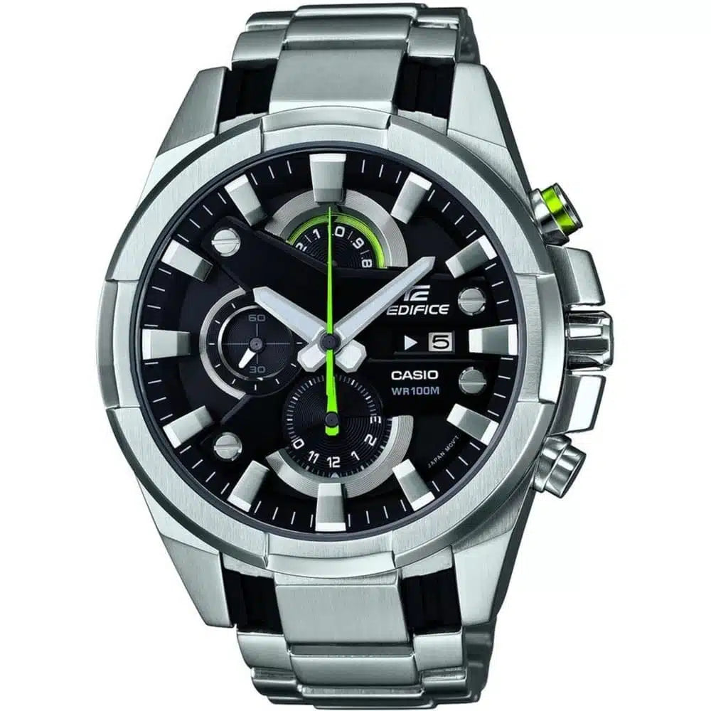 Casio Edifice Chronograph Watch for Men – Black Dial with Silver Stainless Steel Strap (EFR-540D-1AVUEF)