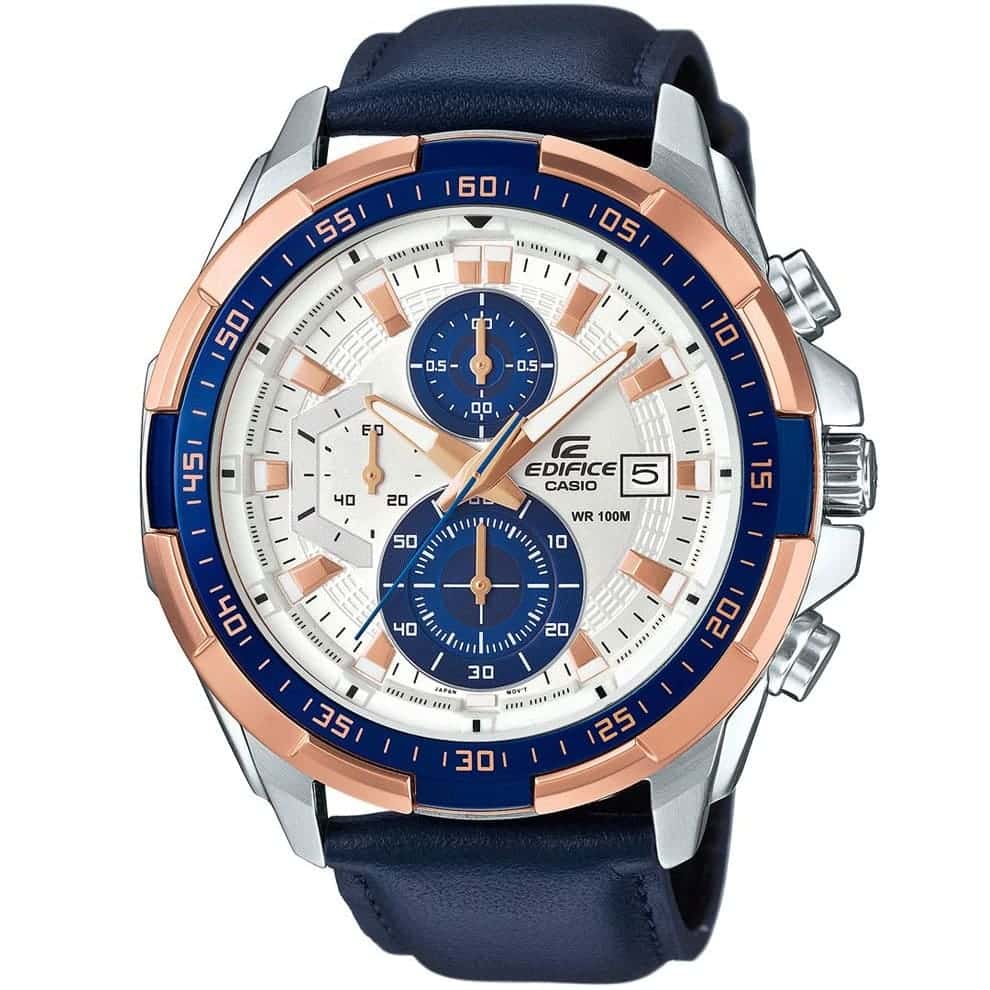 Casio Edifice Men's Chronograph Watch with Blue Leather Strap - EFR-539L-2AVDF #25