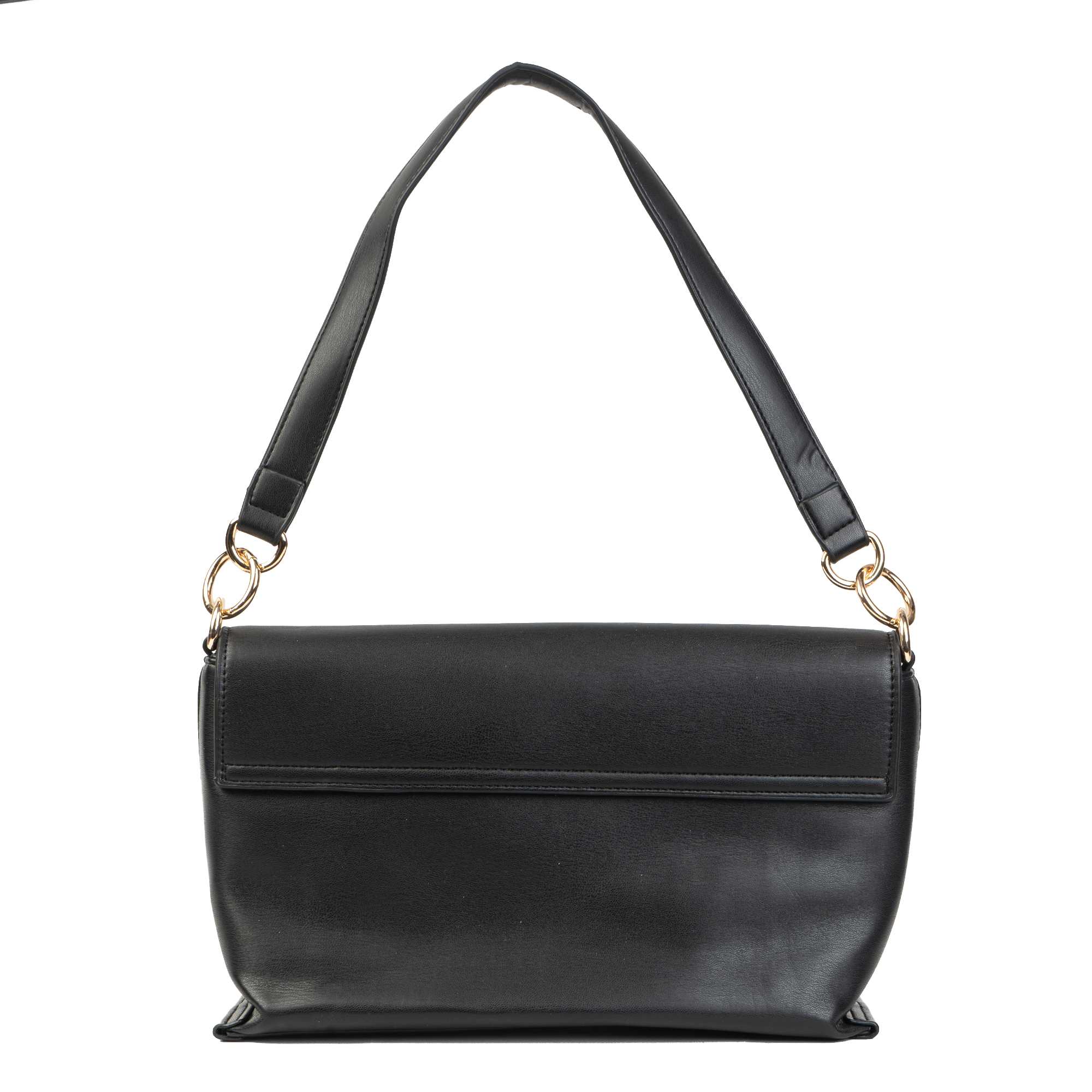 Tommy Hilfiger Logo Appliqué Shoulder Bag – Black Faux Leather Handbag #19