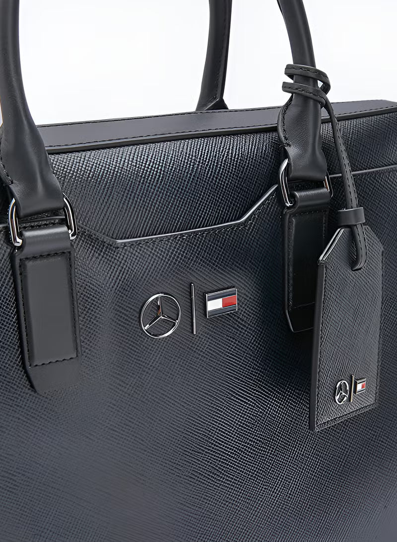 Tommy Hilfiger x Mercedes-Benz Black Leather Laptop Bag #0048