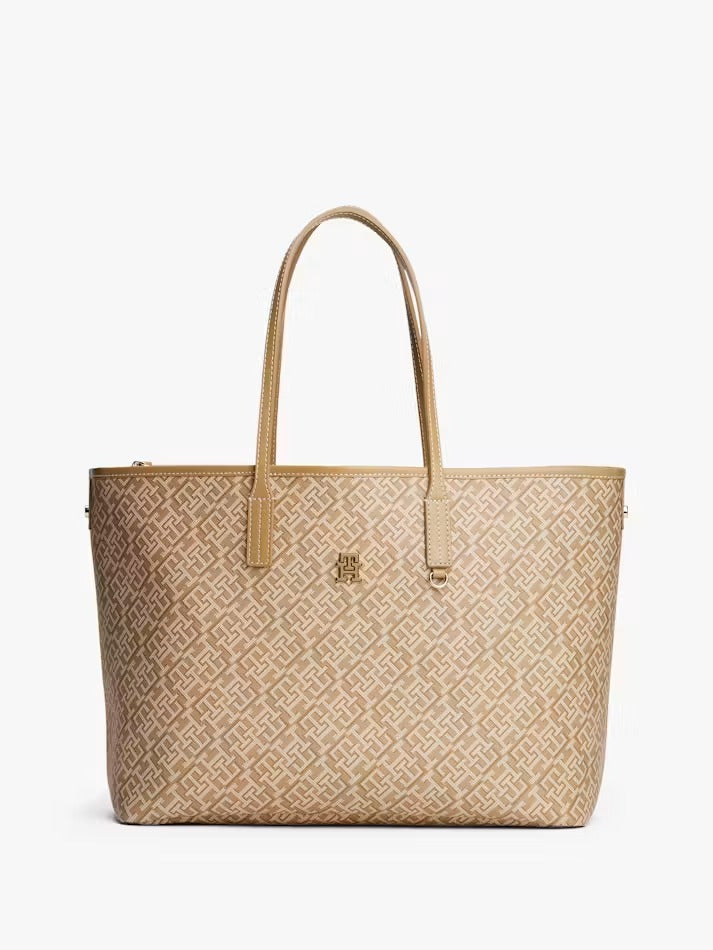 Tommy Hilfiger Women's TH Monoplay Monogram Printed Textured Tote Bag#0105