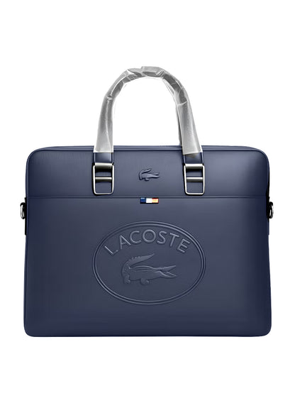 Lacoste Men’s Dark Blue Leather Laptop Bag – Business & Casual Briefcase