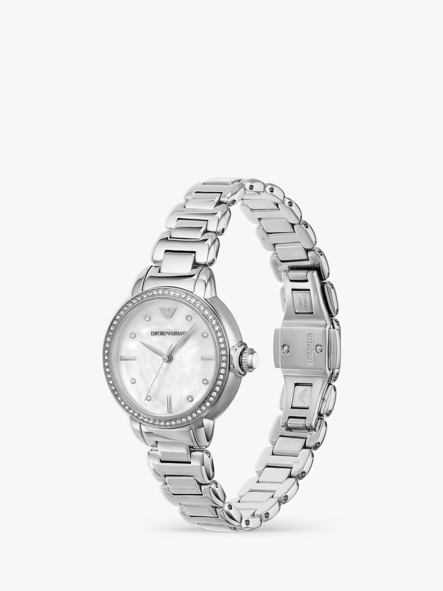 Emporio Armani Women's Crystal Bracelet Strap Watch, Silver AR11596