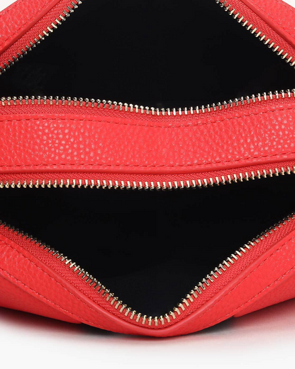 Tommy Hilfiger Striped Sling Bag – Red Faux Leather Crossbody