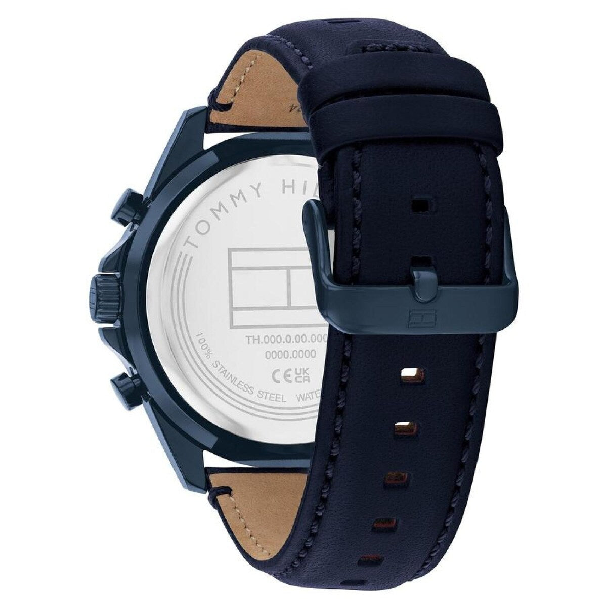 Tommy Hilfiger Navy Leather Multi-Function Men’s Watch – 48mm Ionic Blue Case (1710655)