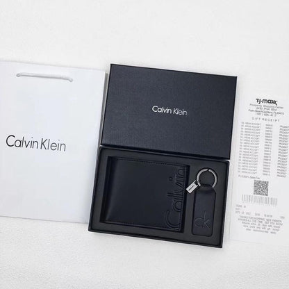 CK Black Leather Wallet-keychain Set For Men 10#