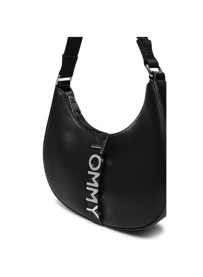 Tommy Hilfiger Black Women Shoulder Bag AW0AW16510 BDS Leather – Elegant Everyday Handbag#74
