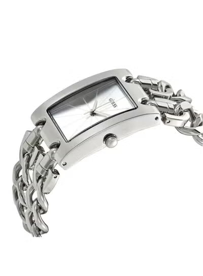 Guess W1117L1 Women’s Watch – Silver Stainless Steel Bracelet & Rectangular Dial | 30mm Quartz Elegant Timepiece