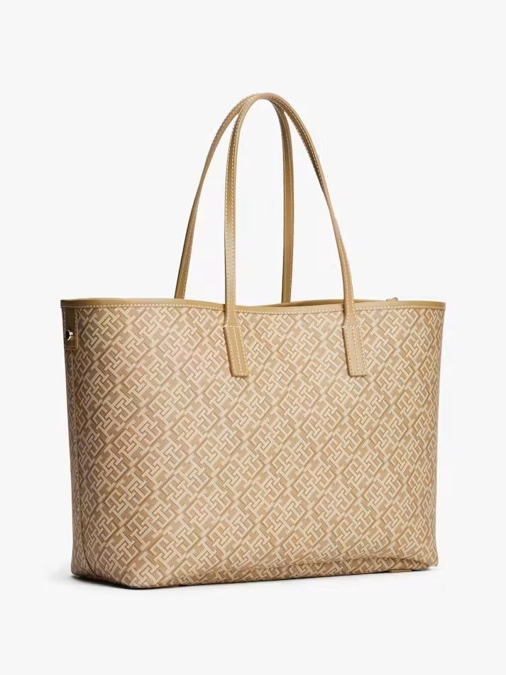 Tommy Hilfiger Women's TH Monoplay Monogram Printed Textured Tote Bag#0105