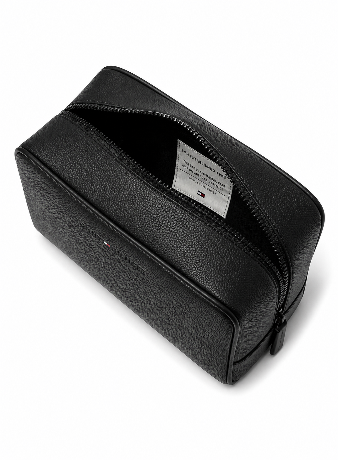 Tommy Hilfiger Polished Black Leather Handbag For Men #39