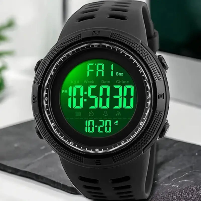 SKMEI Men’s Digital Sports Watch 1251 – 50M Waterproof LED Multifunction Military Style (Black)