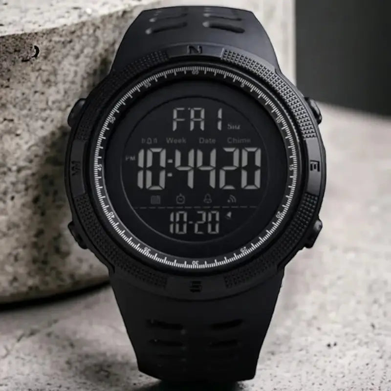 SKMEI Men’s Digital Sports Watch 1251 – 50M Waterproof LED Multifunction Military Style (Black)