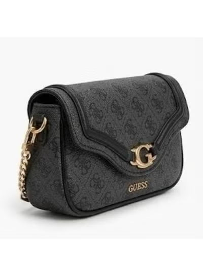 GUESS Black Logo Flap Crossbody Bag with Gold “G” Buckle – Elegant Everyday Shoulder Bag#198