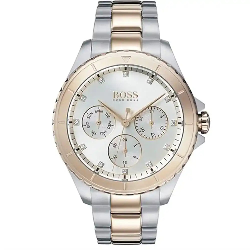 Hugo Boss Women’s Watch – Model Premiere 1502446 | Elegant Two-Tone Silver & Rose Gold Design