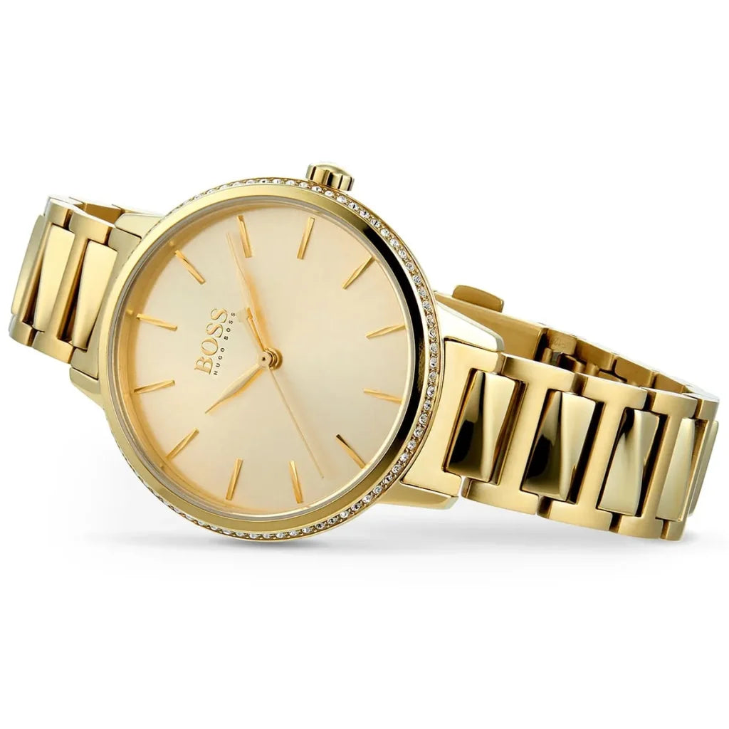 Hugo Boss Signature 1502541 Women’s Quartz Watch – Gold Dial Gold Stainless Steel Bracelet