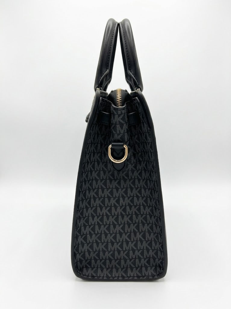 Michael Kors Cynthia Signature Logo Medium Satchel Bag - Black #0030