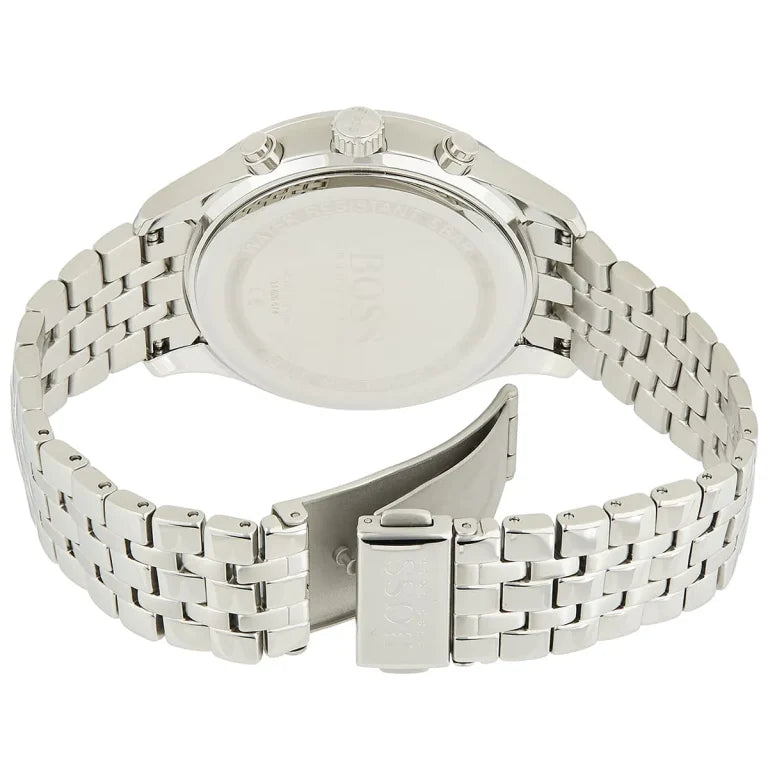 Hugo Boss Men’s Associate 1513869 Black Dial Chronograph Watch – Silver Stainless Steel Strap, 42mm