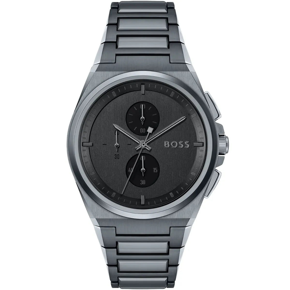 Hugo Boss Steer 1513996 Men’s Quartz Watch – Gray Dial Gray Stainless Steel Bracelet