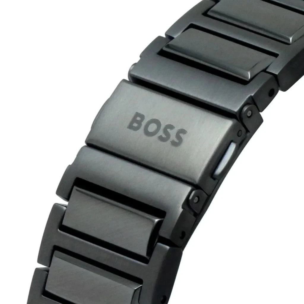 Hugo Boss Steer 1513996 Men’s Quartz Watch – Gray Dial Gray Stainless Steel Bracelet