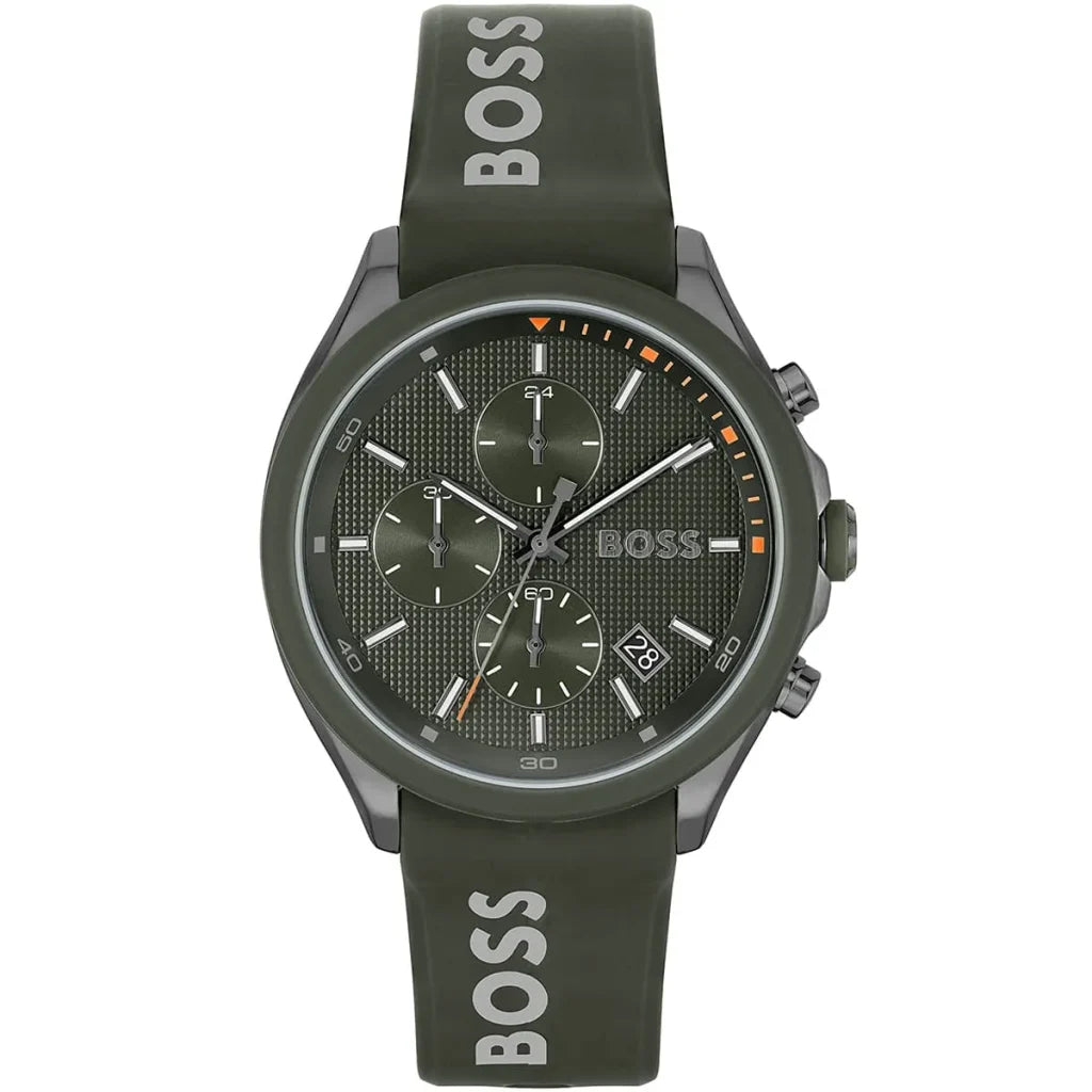 Hugo Boss Men’s Watch 1514060 – Velocity Collection, Olive Green Dial & Silicone Strap, Quartz Movement, 50M Water Resistant