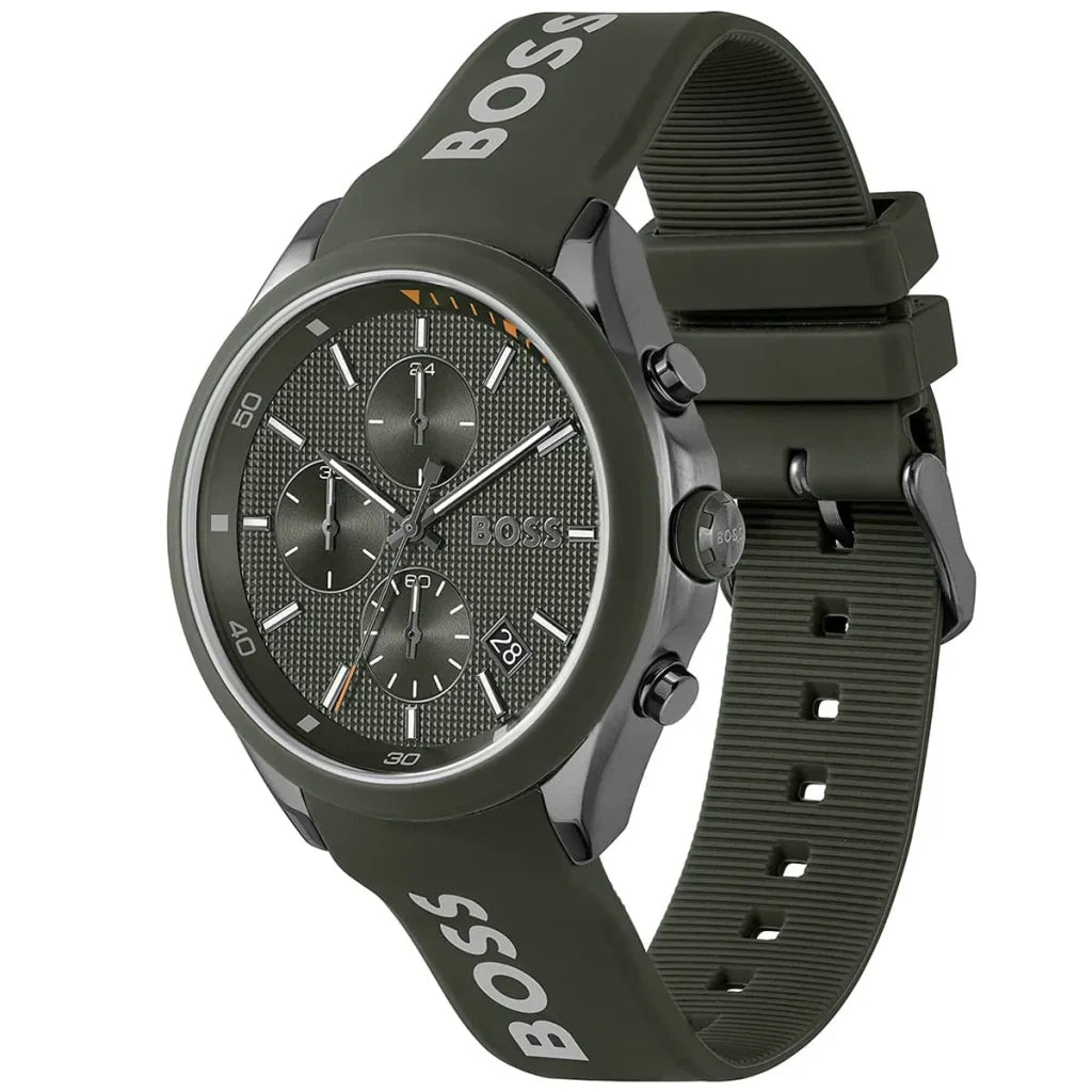 Hugo Boss Men’s Watch 1514060 – Velocity Collection, Olive Green Dial & Silicone Strap, Quartz Movement, 50M Water Resistant