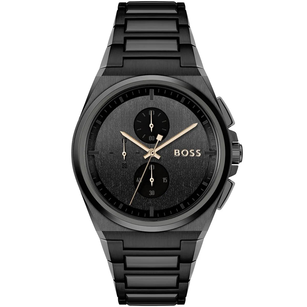 Hugo Boss Steer 1514068 Men’s Quartz Watch – Black Dial Black Stainless Steel Bracelet