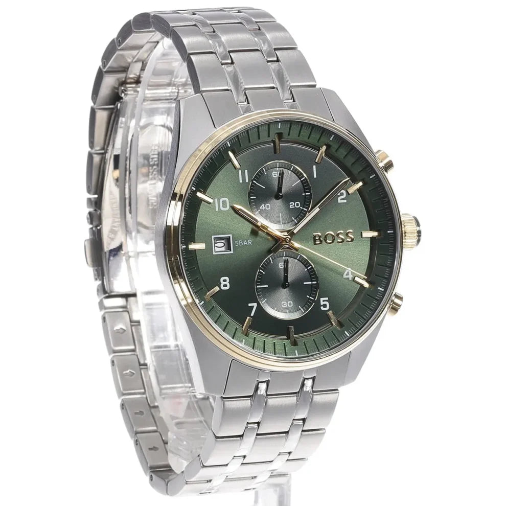 HUGO BOSS Skytraveler Men's Chronograph Watch - 1514195, Silver and Green