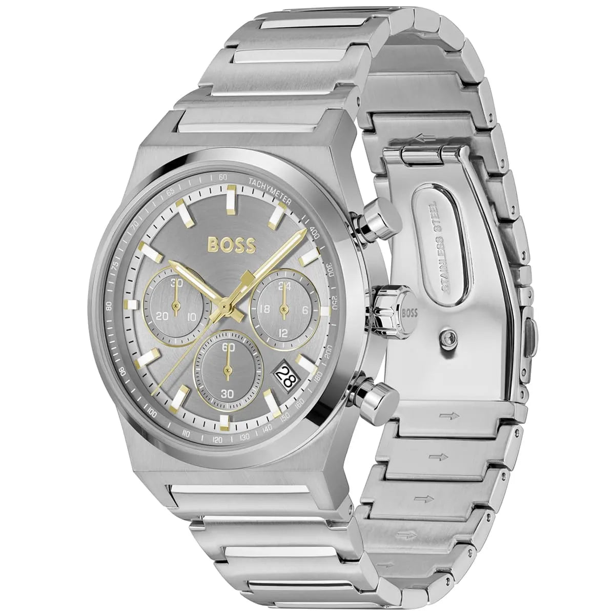 Hugo Boss Candor 1514221 Men’s Quartz Watch – Gray Dial Silver Stainless Steel Bracelet