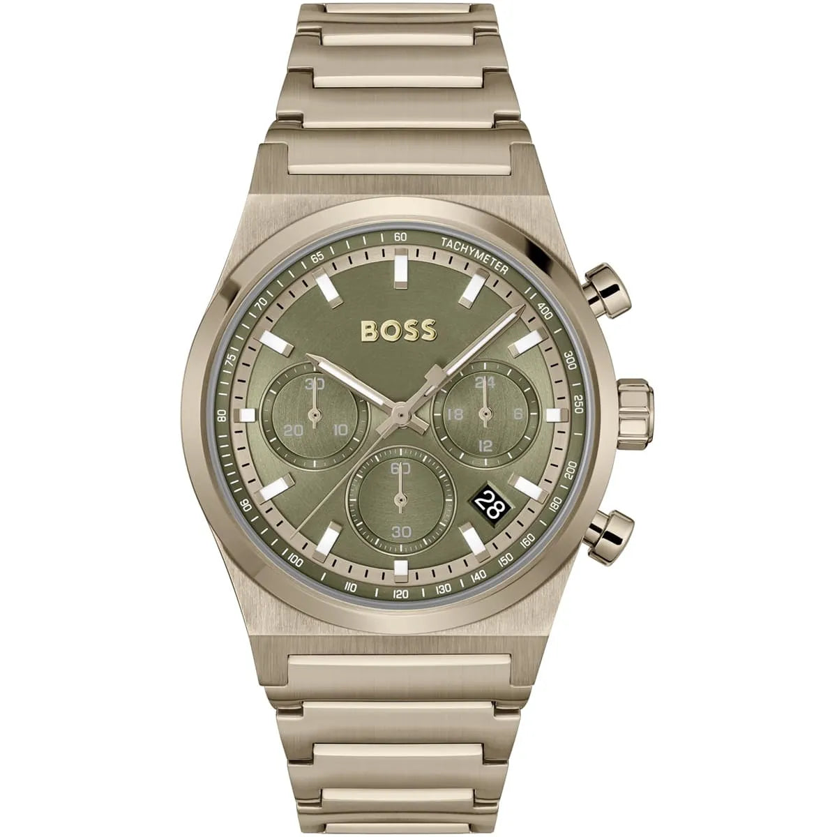 Hugo Boss Candor 1514222 Men’s Quartz Watch – Green Dial Brown Stainless Steel Bracelet