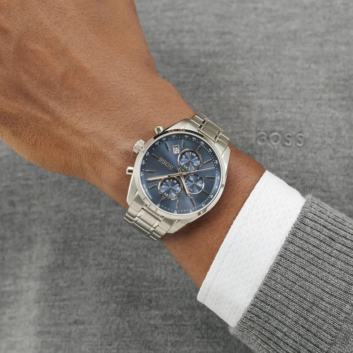 Hugo Boss Men's Watch 1514226 – Blue Dial with Silver Stainless Steel Bracelet