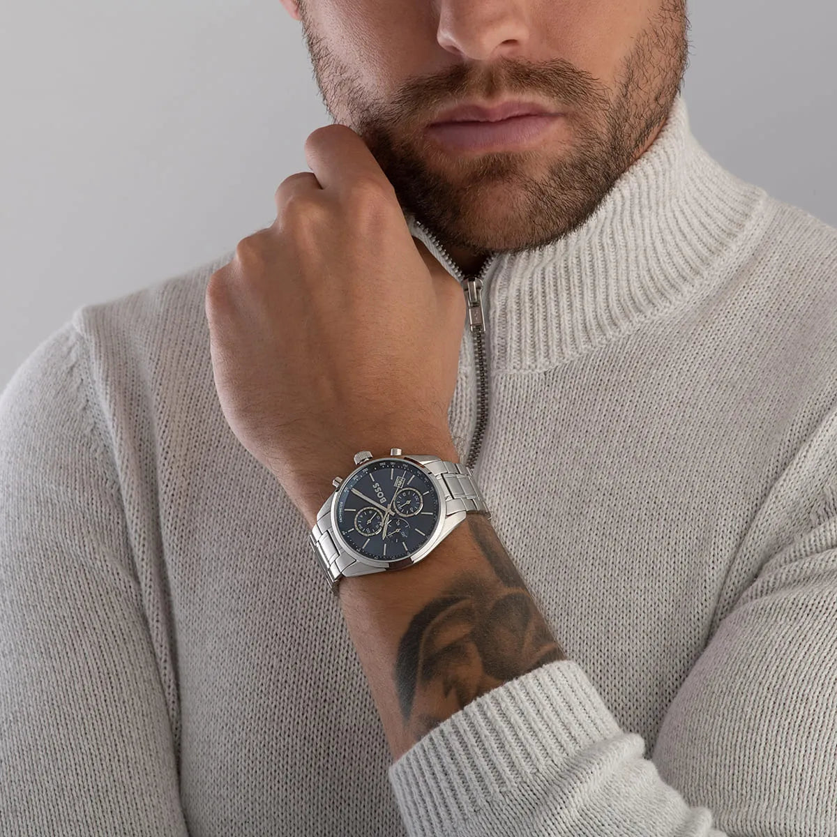 Hugo Boss Men's Watch 1514226 – Blue Dial with Silver Stainless Steel Bracelet