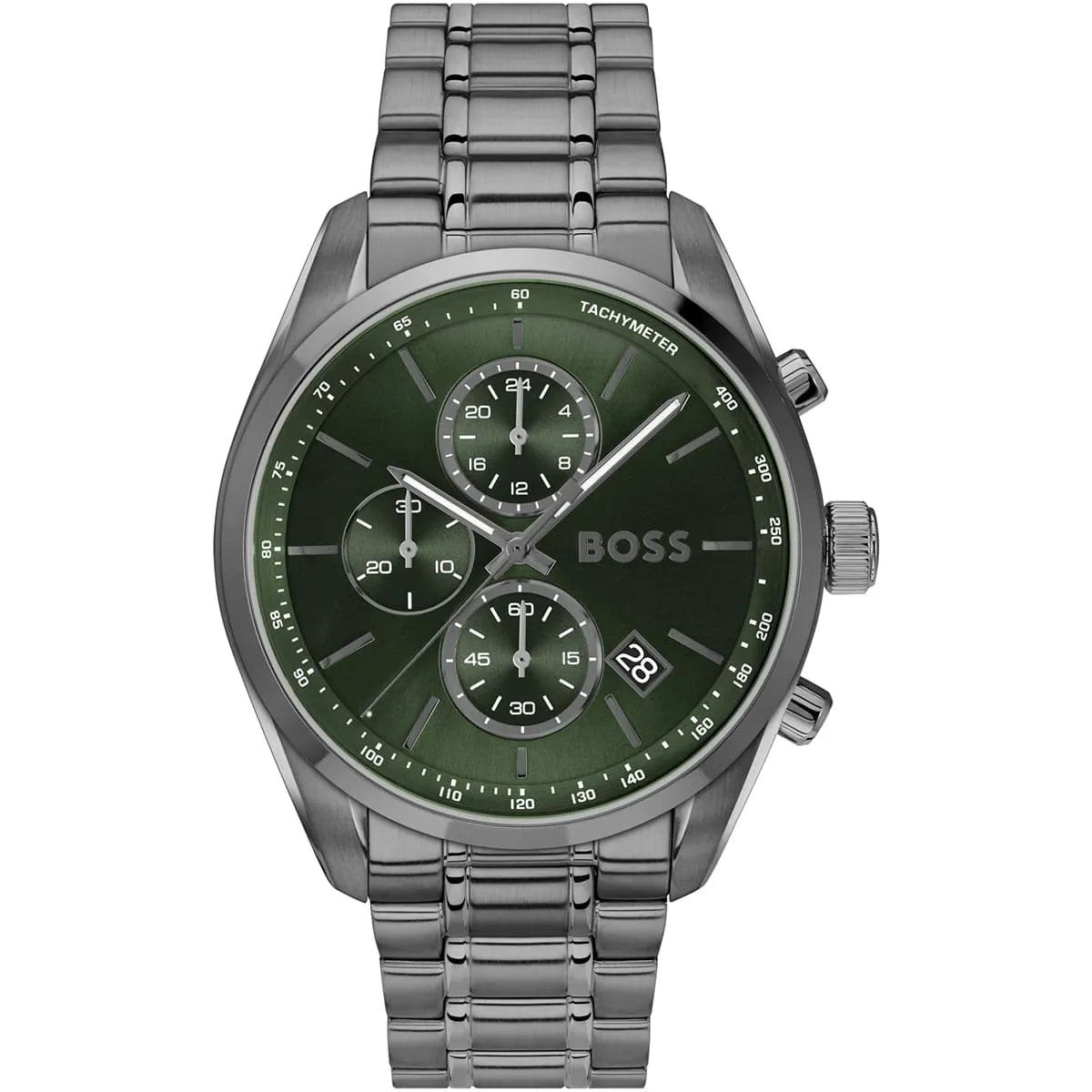 Hugo Boss Men's Watch 1514228 – Green Dial with Gray Stainless Steel Bracelet