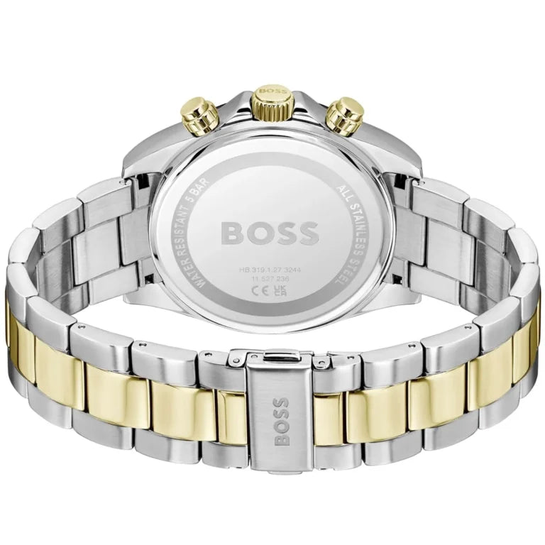 Hugo Boss Hero Men's Stainless Steel Watch 1514269 – Black Dial, Two-Tone Silver & Gold Strap, 43 mm