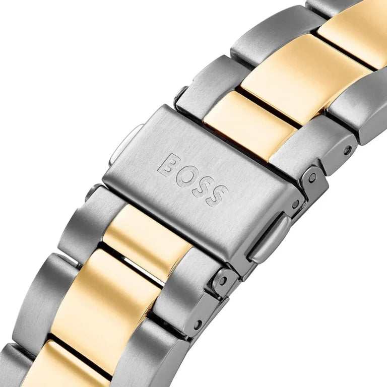 Hugo Boss Hero Men's Stainless Steel Watch 1514269 – Black Dial, Two-Tone Silver & Gold Strap, 43 mm