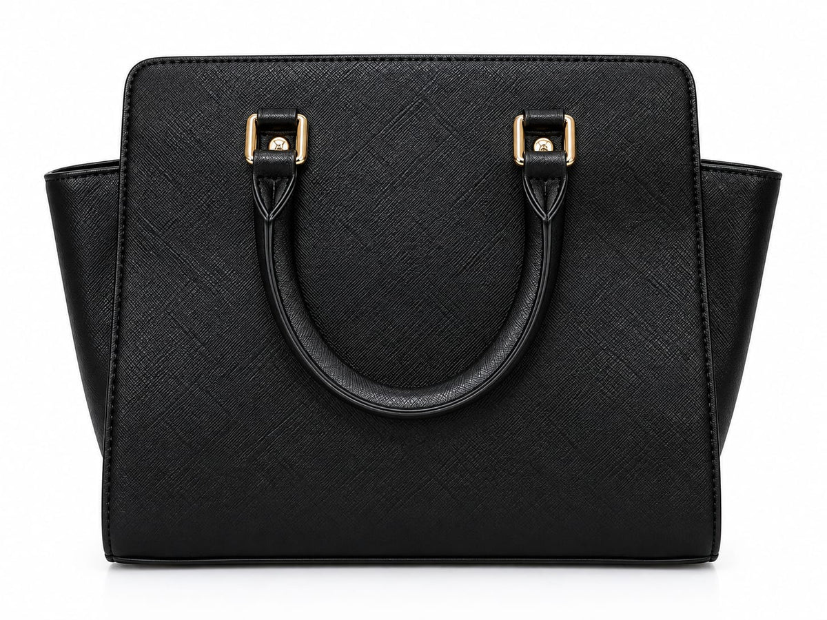 Women’s Monogram Tote Handbag with Detachable Shoulder Strap – Black#0050
