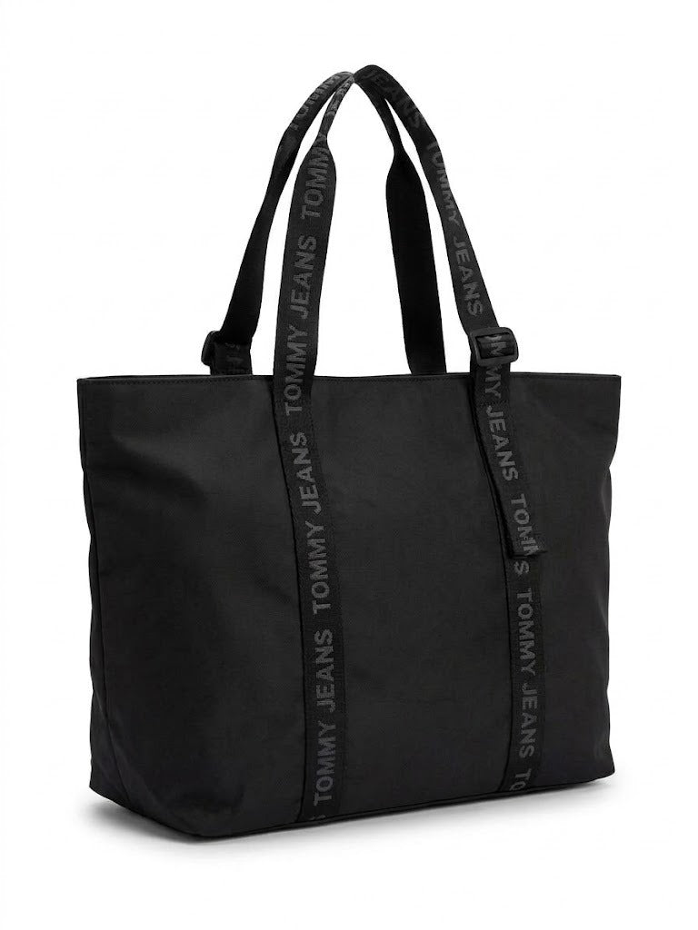 Tommy Jeans Women's Black Tote Bag with Logo Webbing Handles#0096