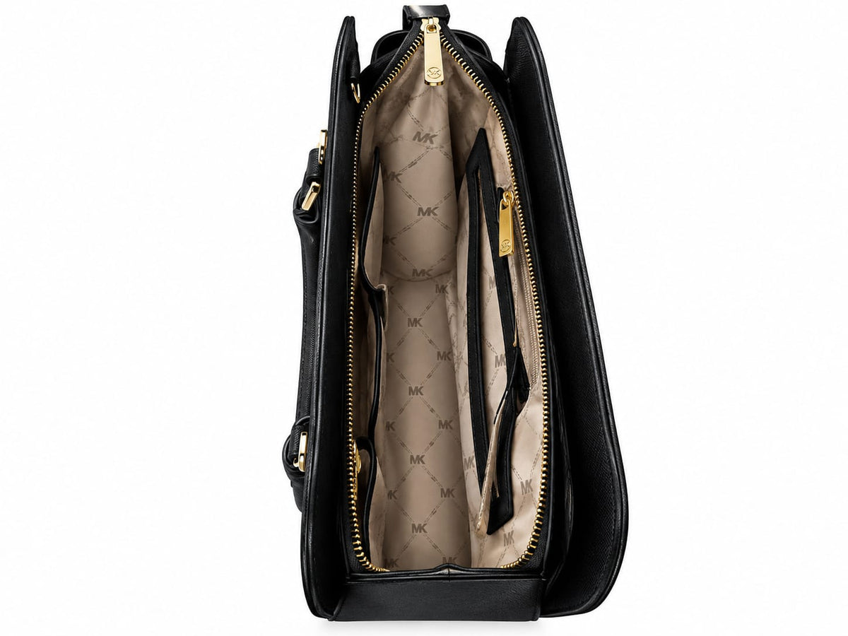Women’s Monogram Tote Handbag with Detachable Shoulder Strap – Black#0050