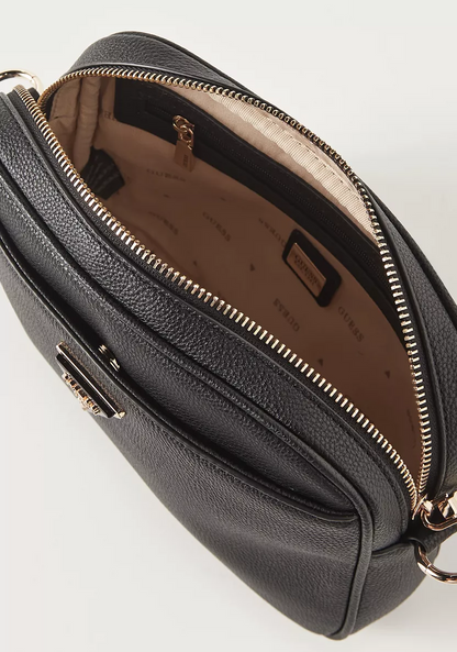 Lifestyle Crossbody Bag – Textured Design with Detachable Strap – Black