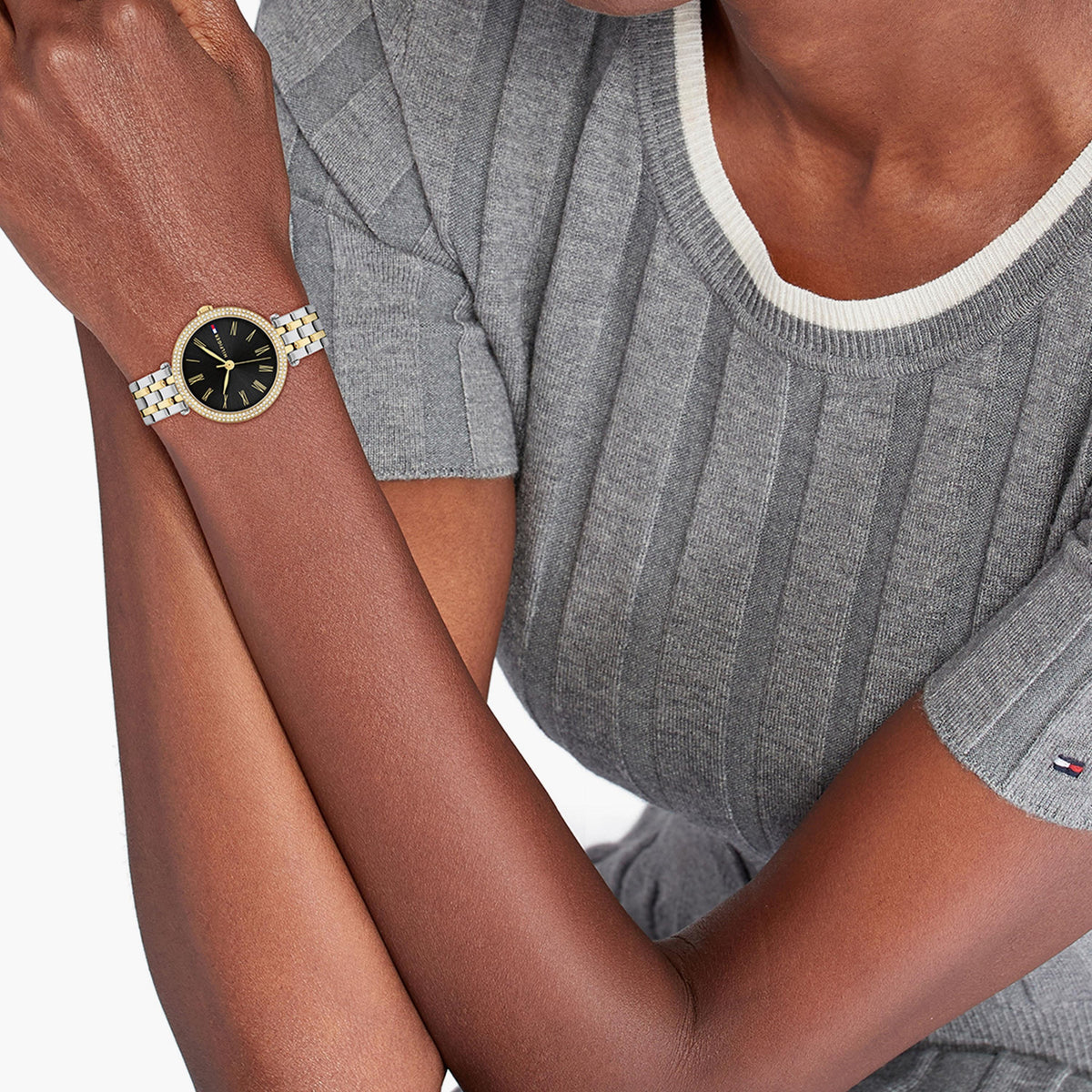 Tommy Hilfiger Women's 34 MM Two Tone Analog Stainless Steel Watch | 1782720
