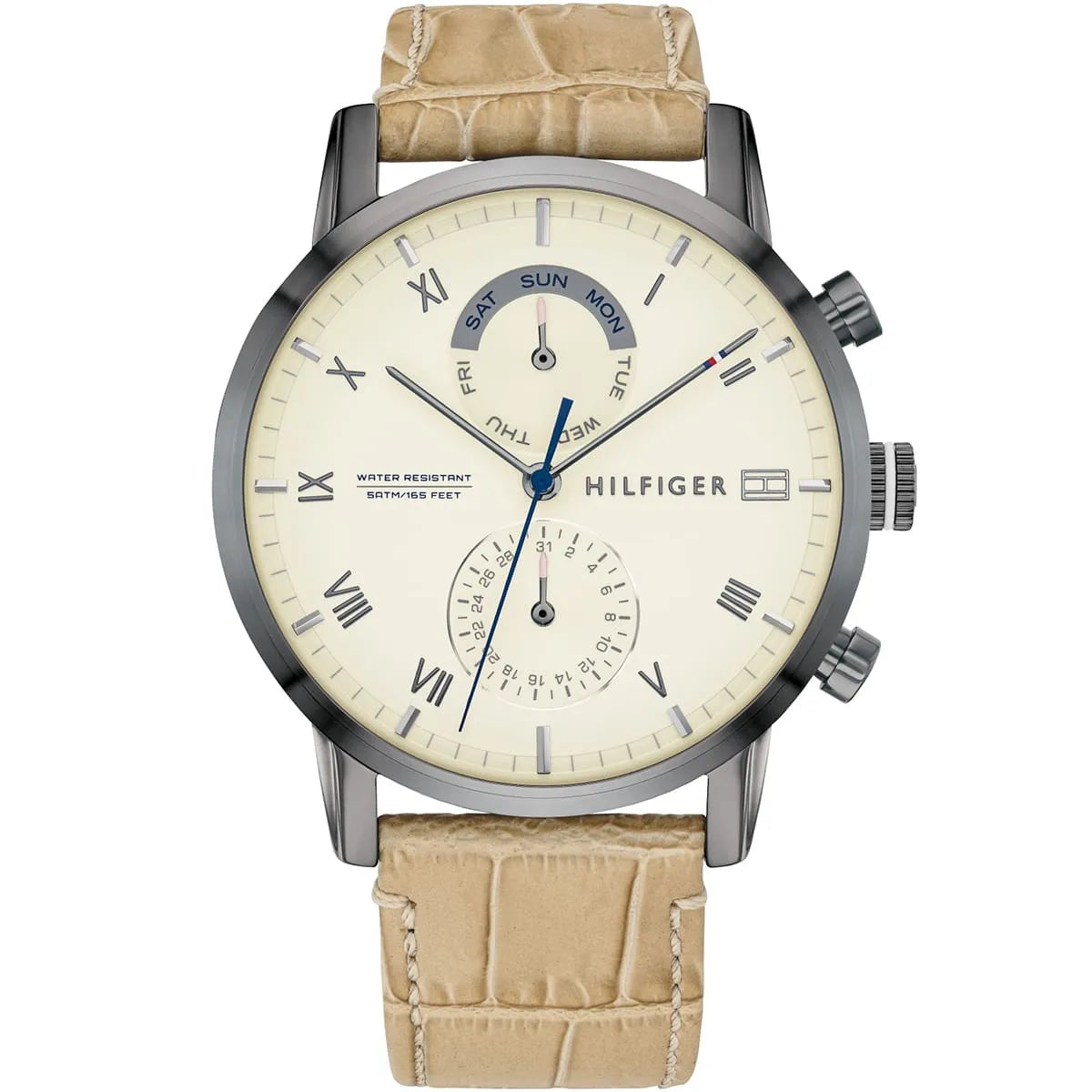 Tommy Hilfiger 1710399 Men’s Watch – Kane Beige Genuine Leather Strap with Beige Dial 44mm